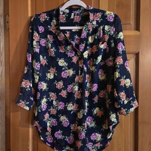 DNA Couture Dark Blue Floral Blouse